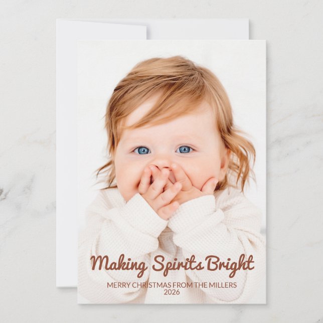 Tarjeta de Navidad con Foto Adorable 'Making Spiri (Anverso)