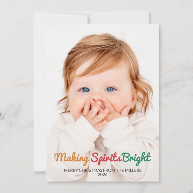 Tarjeta de Navidad con Foto Adorable 'Making Spiri (Anverso)