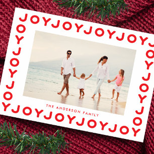 Tarjeta de Navidad con Foto Alegría en Marco Roj