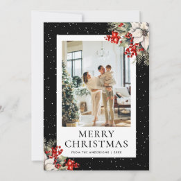 Tarjeta de Navidad con Foto Botánica de Nieve Negr