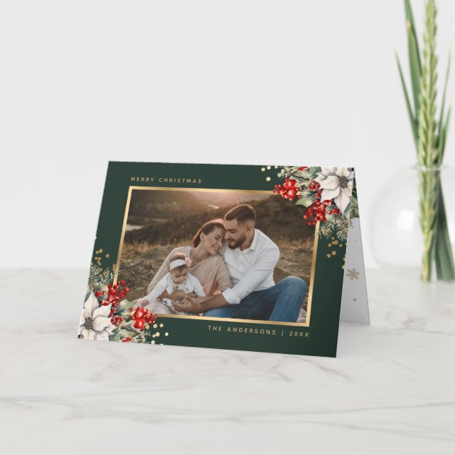 Tarjeta de Navidad con Foto Botánica de Oro Verde (Anverso)
