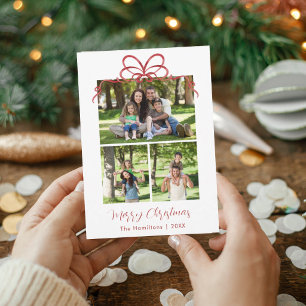 Tarjeta de Navidad con Foto Colage Familia con Laz