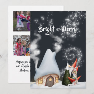 Tarjeta de Navidad con Foto Collage de Gnomos de N