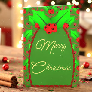 Tarjeta de Navidad con Foto con Acebo y Bayas
