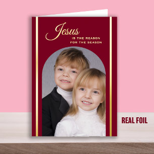 Tarjeta de Navidad con Foto Cristiana con Hoja de