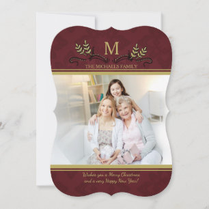 Tarjeta de Navidad con Foto de Acentos Elegantes