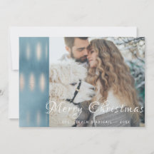 Tarjeta de Navidad con Foto de Acuarela Azul Irisa