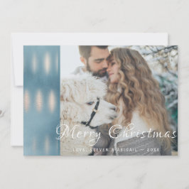 Tarjeta de Navidad con Foto de Acuarela Azul Irisa