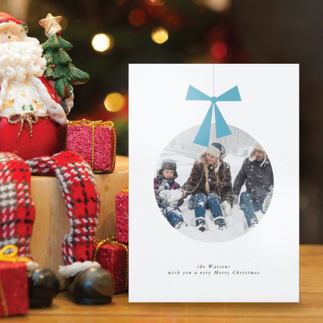 Tarjeta de Navidad con Foto de Adorno Minimalista  (Subido por el creador)