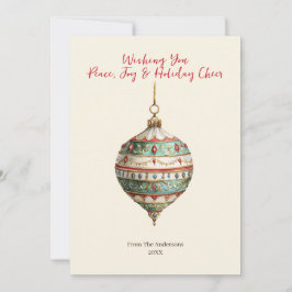 Tarjeta de Navidad con Foto de Adornos Elegantes d