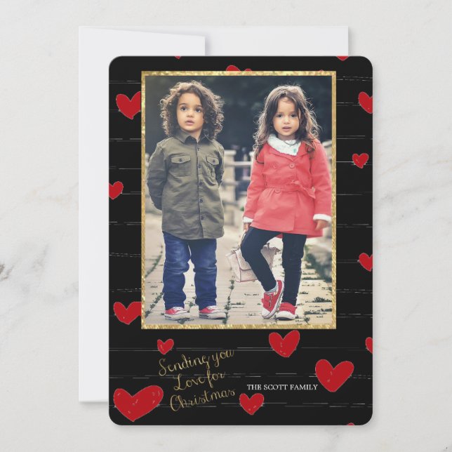 Tarjeta de Navidad con Foto de Amor (Anverso)