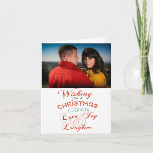 Tarjeta de Navidad con Foto de Amor Alegría Risa