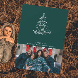 Tarjeta de Navidad con Foto de Amor Vino Abajo