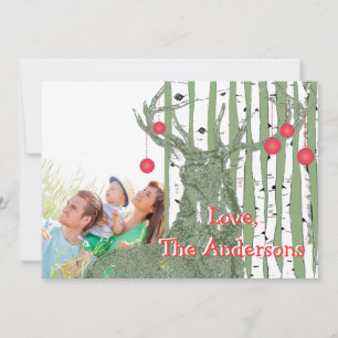 Tarjeta de Navidad con foto de árbol de abedul vin