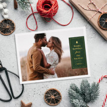 Tarjeta de Navidad con Foto de Árbol Rústico con E
