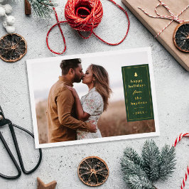 Tarjeta de Navidad con Foto de Árbol Rústico con E