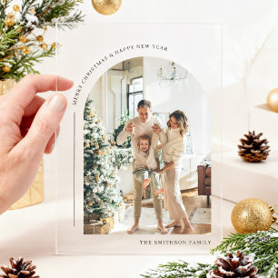 Tarjeta de Navidad con foto de arco boho moderno