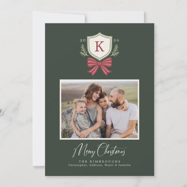 Tarjeta de Navidad con foto de arco de cresta de m (Anverso)