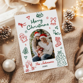 Tarjeta de Navidad con Foto de Arco Dibujado a Man