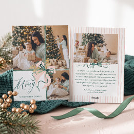 Tarjeta de Navidad con Foto de Arco Verde Rosa Acu