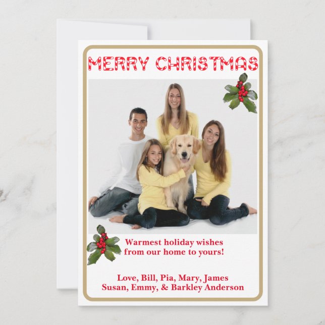 Tarjeta de Navidad con Foto de Bastón de Caramelo (Anverso)