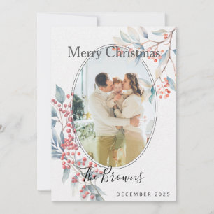 Tarjeta de Navidad con Foto de Bayas de Invierno e