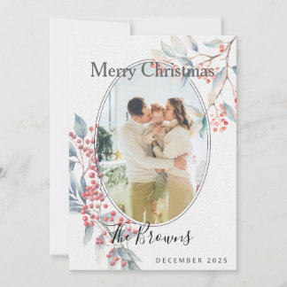 Tarjeta de Navidad con Foto de Bayas de Invierno e