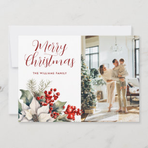 Tarjeta de Navidad con Foto de Bayas Rojas de Aceb