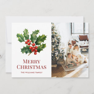 Tarjeta de Navidad con foto de bayas rojas de aceb