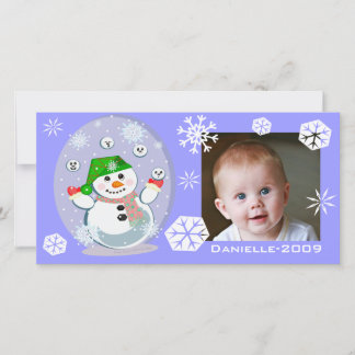 Tarjeta de Navidad con foto de bebé en la nieve pe
