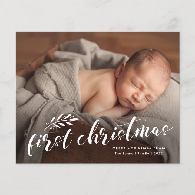 Tarjeta de Navidad con foto de bebé en la primera  (Anverso)