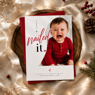 Tarjeta de Navidad con Foto de Bebé Lindo con Letr