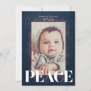 Tarjeta de Navidad con Foto de Blue Peace Frame
