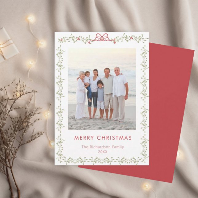 Tarjeta de Navidad con foto de borde de muérdago e (Subido por el creador)