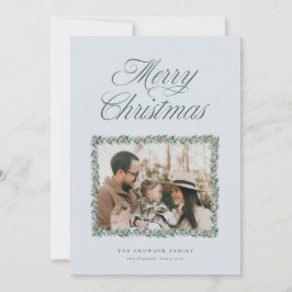 Tarjeta de Navidad con Foto de Borde de Pino en Ac