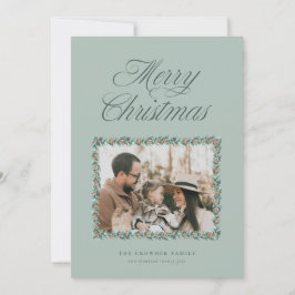 Tarjeta de Navidad con Foto de Borde de Pino en Ac
