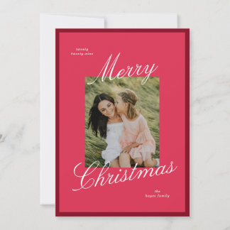 Tarjeta de Navidad con Foto de Borde Simple y Letr