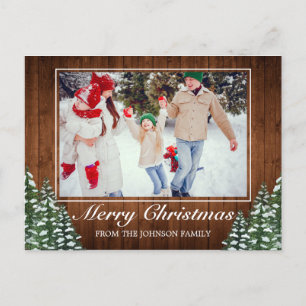 Tarjeta de Navidad con Foto de Bosque Nevado & Sal