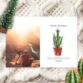 Tarjeta de Navidad con Foto de Cactus y Deseos Cál