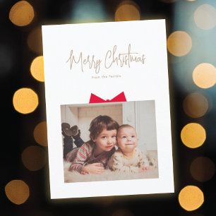Tarjeta de Navidad con foto de caja de regalo