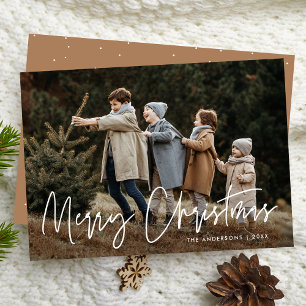 Tarjeta de Navidad con foto de camello con letra m