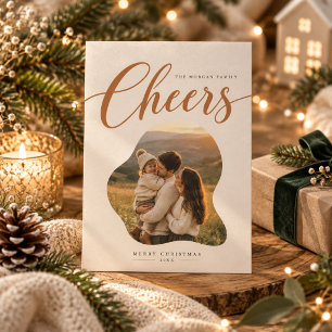 Tarjeta de Navidad con Foto de Cheers con Letra Ch