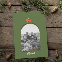 Tarjeta de Navidad con foto de Ciervo & Arco