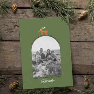 Tarjeta de Navidad con foto de Ciervo & Arco