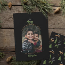 Tarjeta de Navidad con foto de Ciervo y Arco