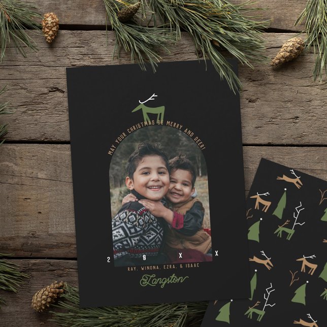 Tarjeta de Navidad con foto de Ciervo y Arco (Subido por el creador)