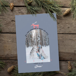 Tarjeta de Navidad con foto de ciervo y arco