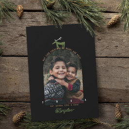 Tarjeta de Navidad con foto de ciervo y arco