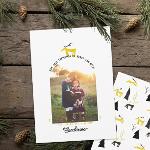 Tarjeta de Navidad con foto de Ciervo y Arco