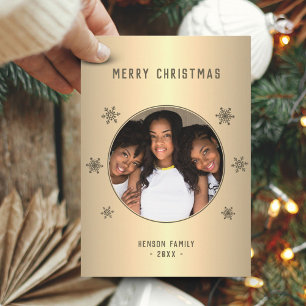 Tarjeta de Navidad con Foto de Copo de Nieve Metál